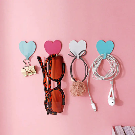 Pink Heart Sticky Hook - Stainless Steel Room Decor
