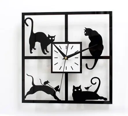 Acrylic Cat Wall Clock for Kids' Room Decor