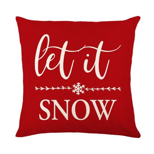 Christmas Festive Linen Pillow Cover for Living Room